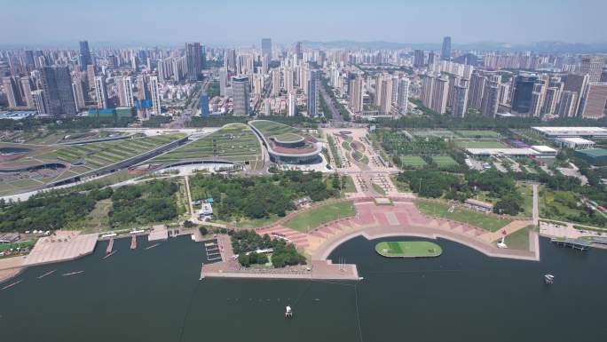 山东日照国际会展中心奥林匹克水上公园航拍