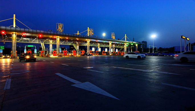 4k惠济收费站高速出入口夜景实拍