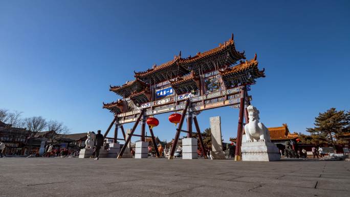 呼和浩特大召寺门楼牌匾固定延时