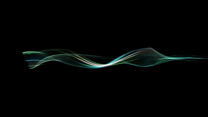 青色粒子飘带音波声波-无缝循环带透明通道