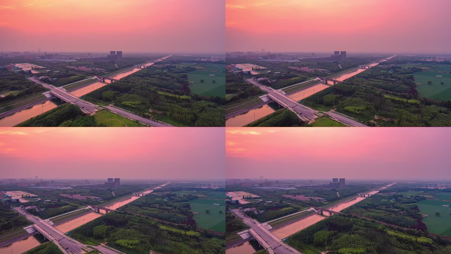 郑州南水北调与陇海铁路航拍延时摄影