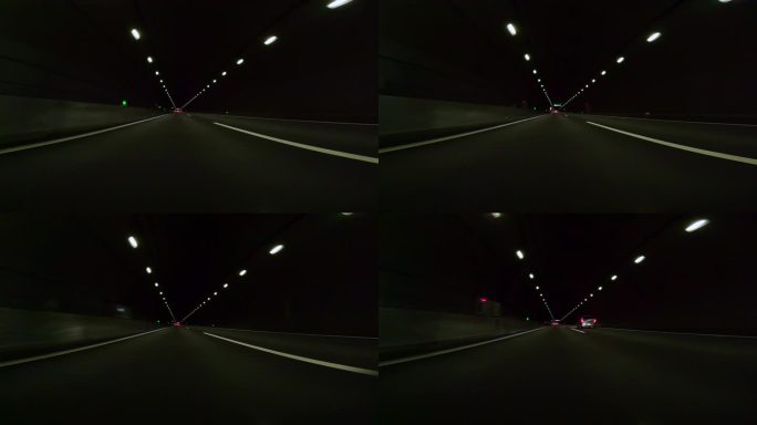开车穿过高速公路隧道