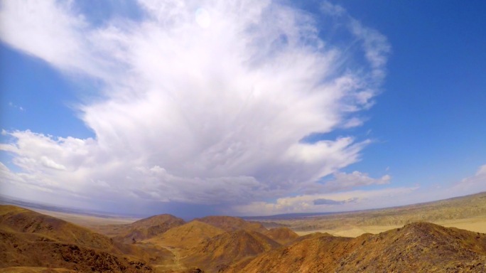 内蒙古大红山沙漠戈壁滩景观 走云延时