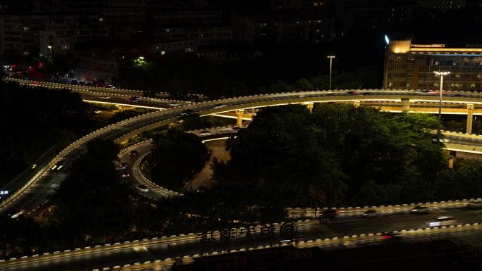 中国广西南宁的青竹立交桥夜景车流延时摄影