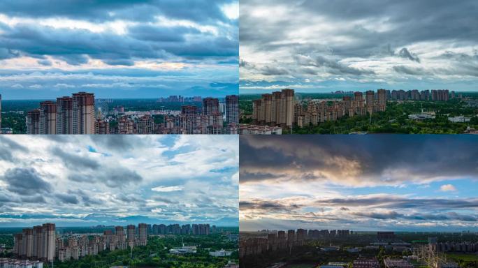 暴雨前后的城市天空