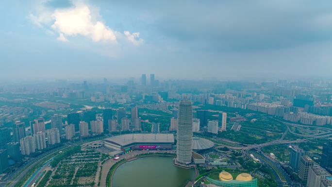 郑州如意湖CBD航拍延时摄影