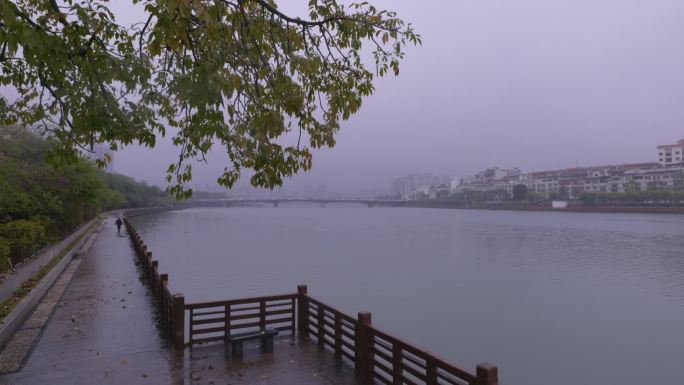 河源东江雨景