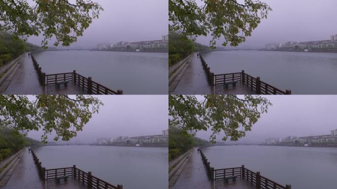 河源东江雨景