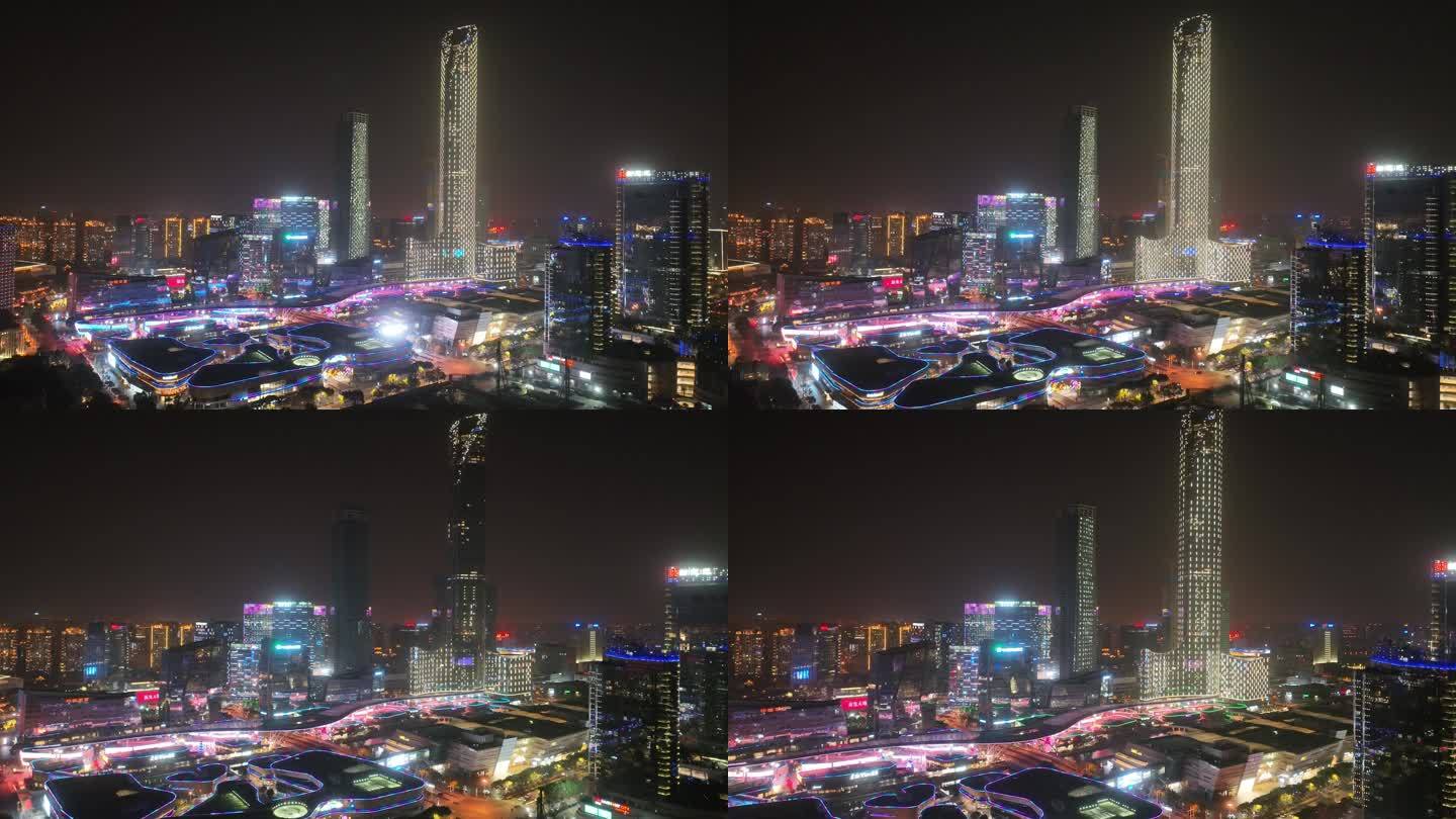 4K航拍苏州园区金鸡湖城市夜景