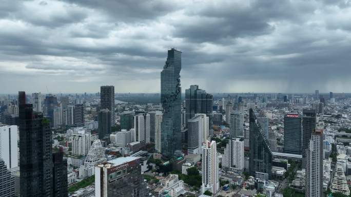 泰国曼谷像素大厦城市高楼建筑航拍风光