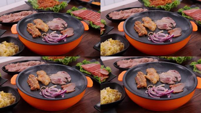 菜品丰盛的韩式烤肉套餐