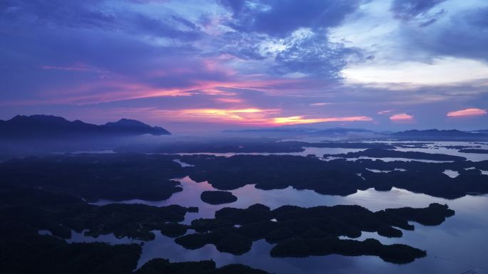 江西九江庐山西海柘林湖火烧云日落