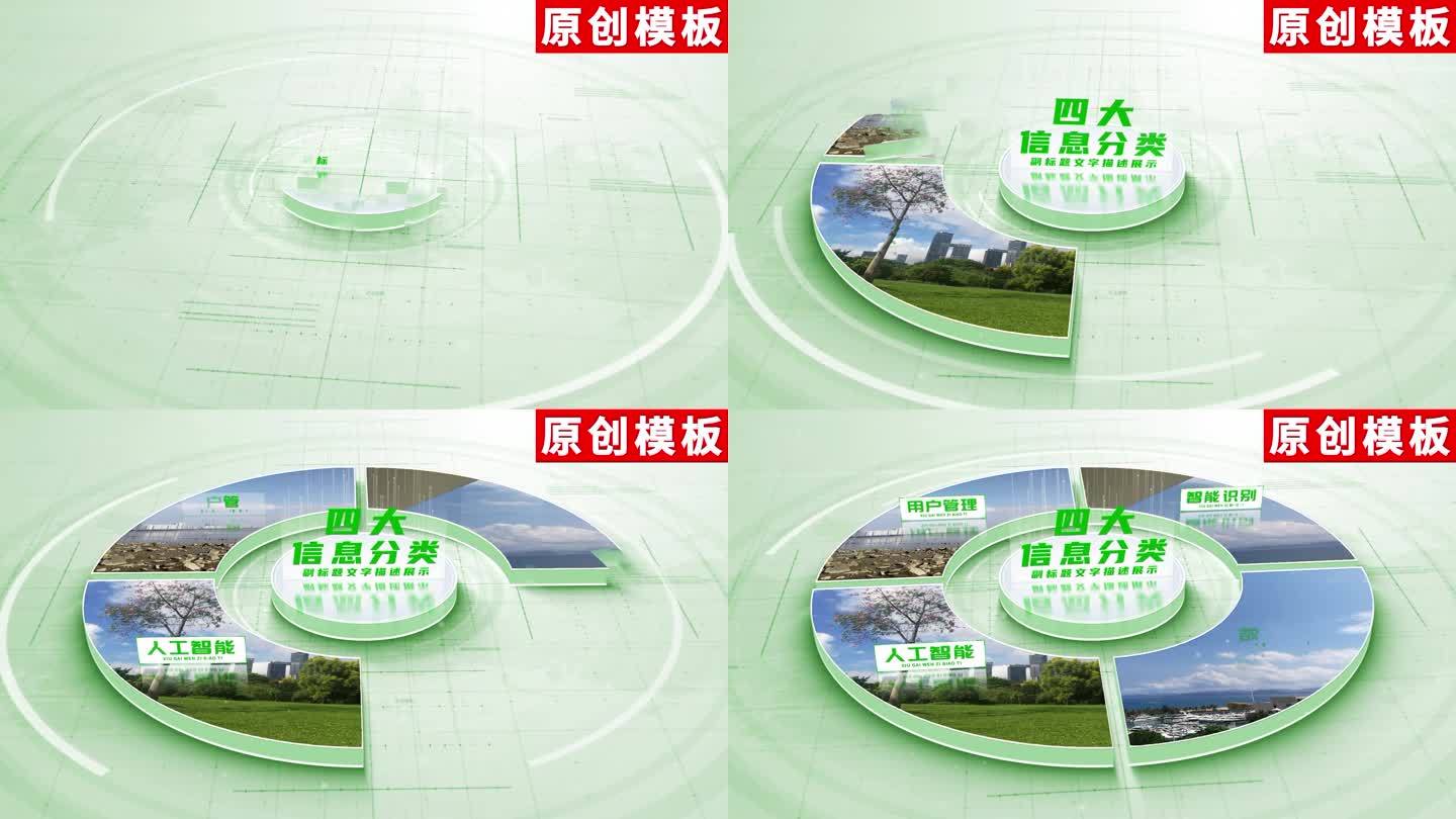 4-绿色农业扇形饼图科技构架ae模板包装