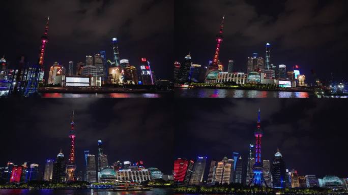原创上海黄浦江游轮实拍陆家嘴夜景全景视频