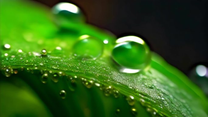 绿色清新雨春芒种雨滴乡村振兴水滴特写发芽