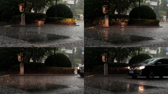 原创雨中路过车辆氛围感视频