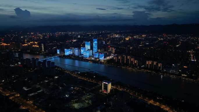 福州城市车流夜景立交桥高架桥航拍