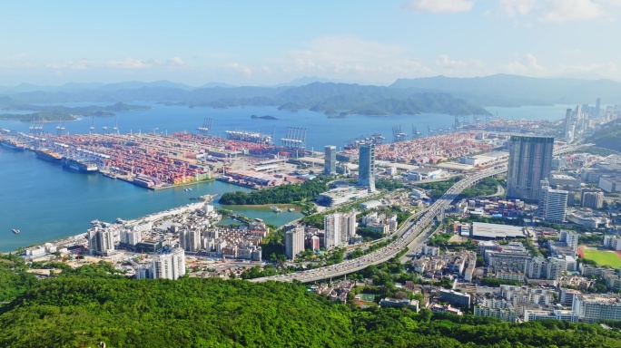 盐田港深圳港大全景航拍