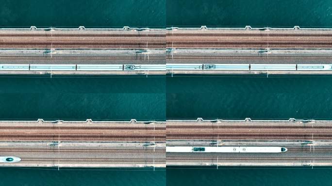 正扣拍摄高铁经过跨江大桥