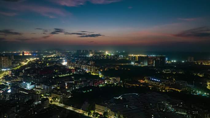 武鸣夕阳夜景车流航拍延时