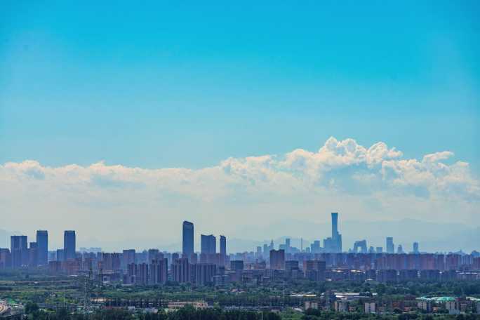 远眺北京国贸CBD和北京城市副中心通州