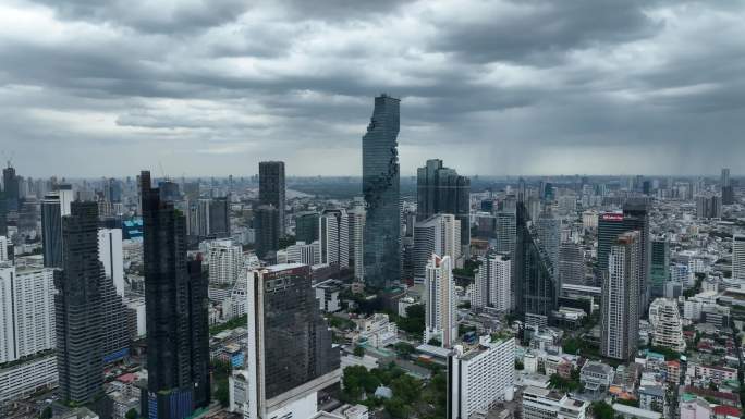 泰国曼谷像素大厦城市高楼建筑航拍风光