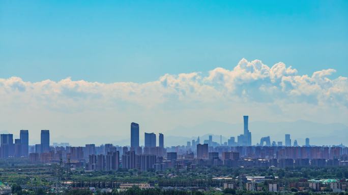 远眺北京国贸CBD和北京副中心