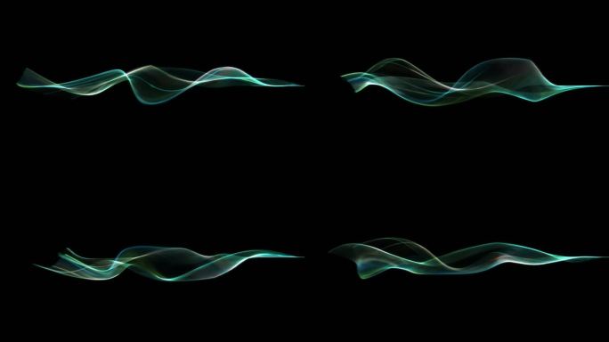 青色粒子飘带音波声波-无缝循环带透明通道