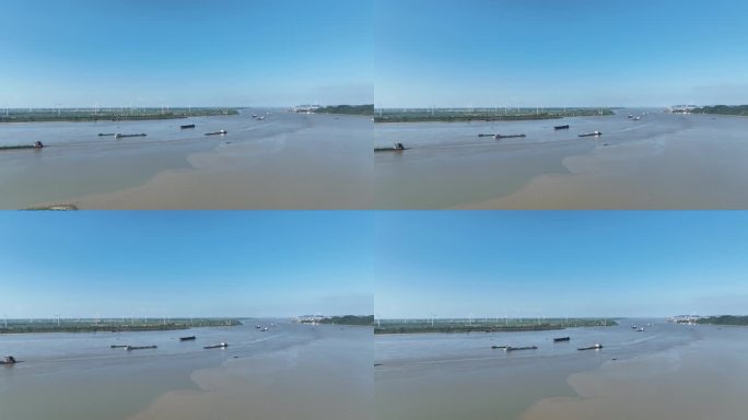 长江与鄱阳湖交汇处江湖两色航拍视频
