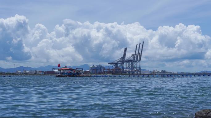 延时摄影海岸线港口码头海景天空