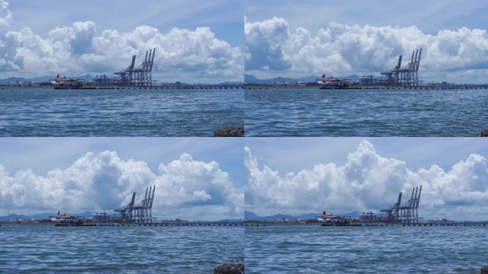 延时摄影海岸线港口码头海景天空