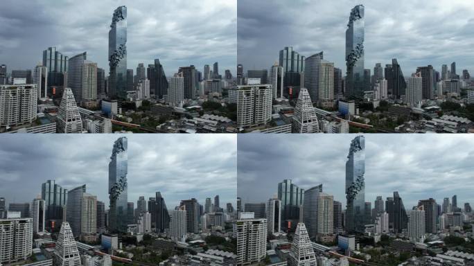 泰国曼谷王权云顶大厦城市高楼建筑航拍风光