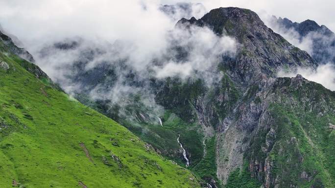 雪山森林云海河谷风光