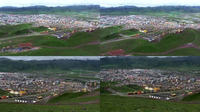 青藏高原果洛州玛沁县航拍