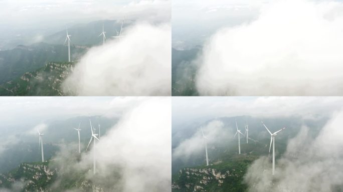 云层 风车 风力发电机 4k 绿色能源