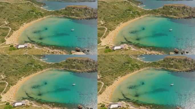 景观无人机视图图菲哈-著名的马耳他海滩。悬崖,大海。马耳他