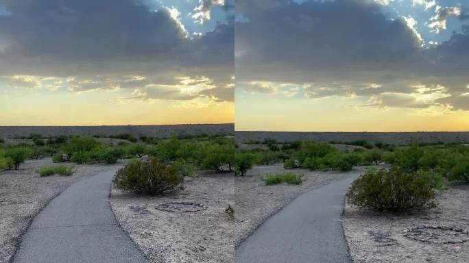 日落时分在新墨西哥州拉斯克鲁塞斯大坝开放空间徒步旅行