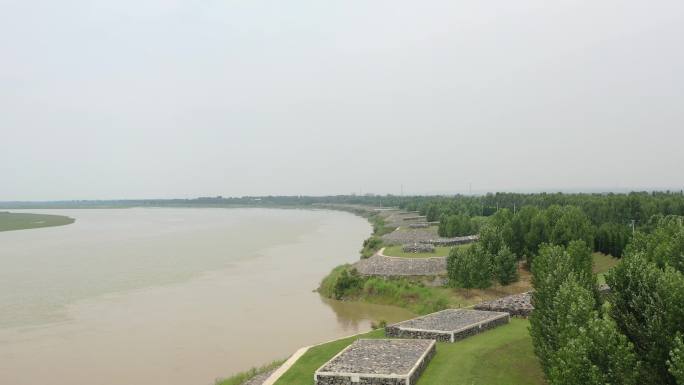 黄河岸黄河河堤黄河水