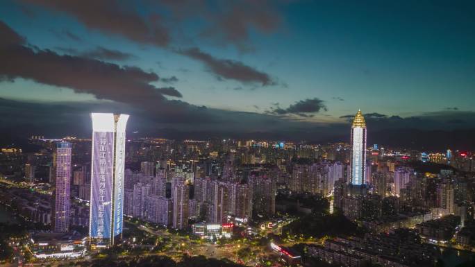 航拍温州地标高楼温州夜景温州大景温州宣传