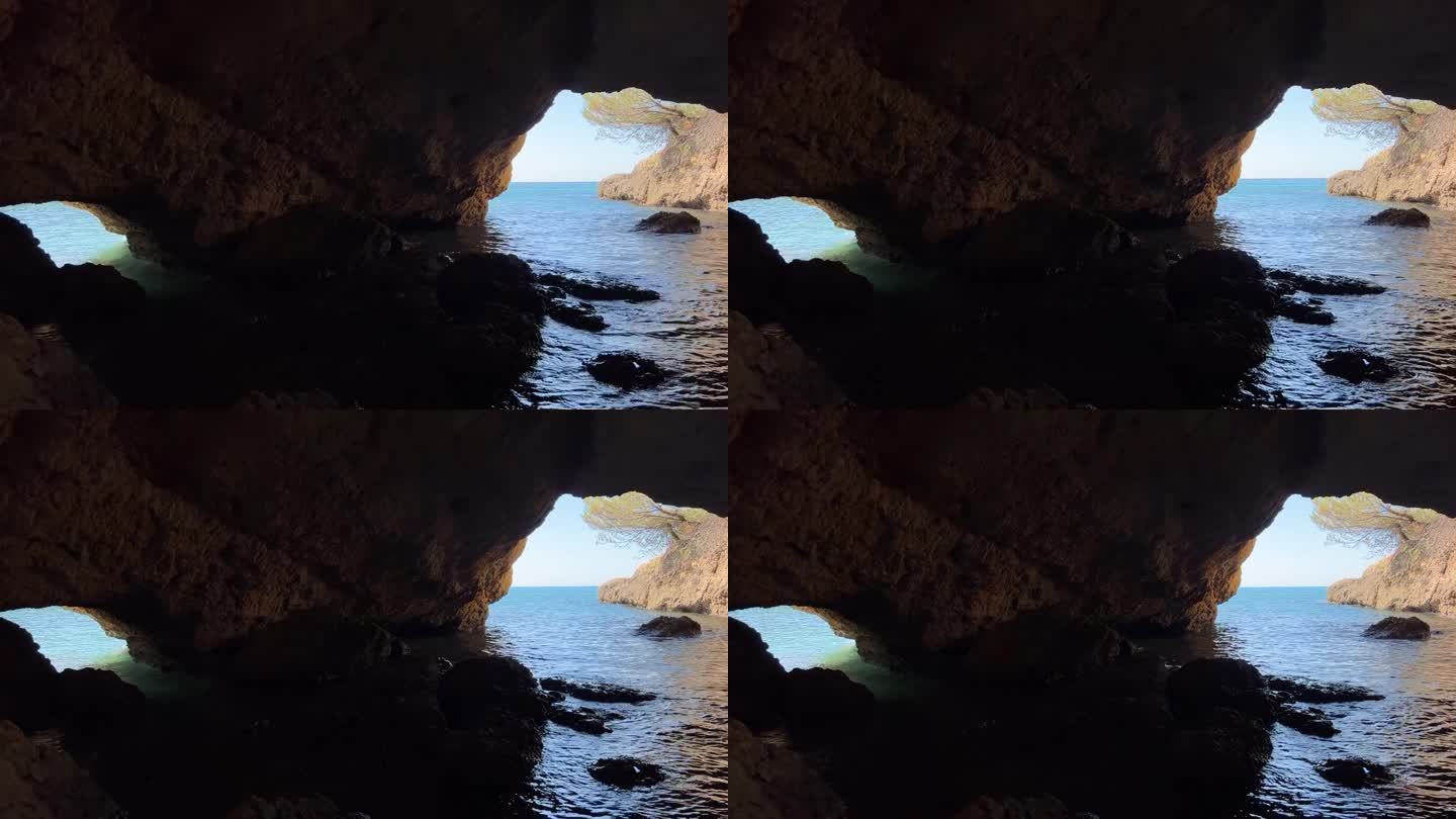 海洞眼，洞内石窟。