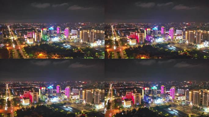 扬州西区五彩世界星耀天地夜景灯光航拍