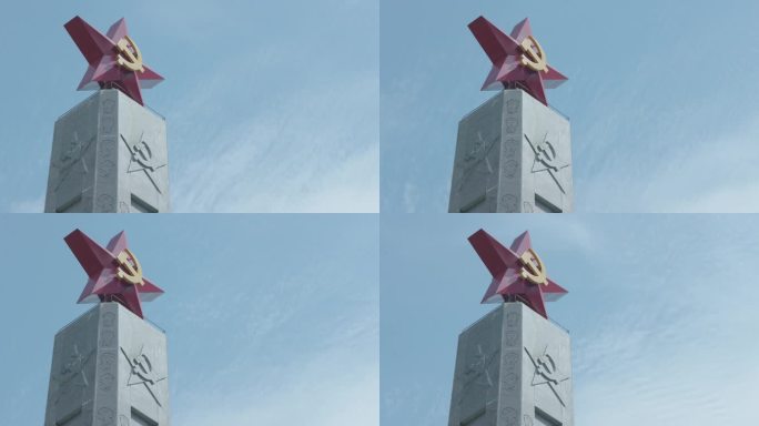 红军英雄纪念碑上的党徽