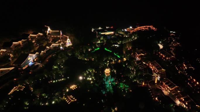 江西上饶葛仙村夜景航拍