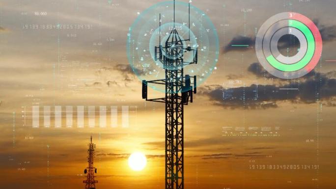 5G通信信号塔传输和接收数字信号