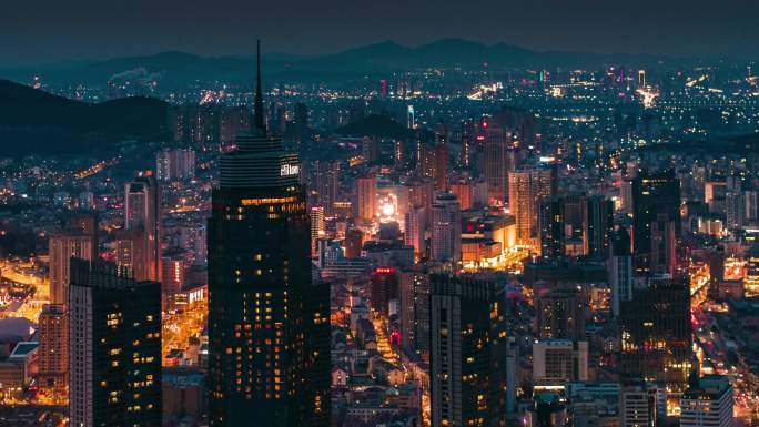 烟台城市街道夜景