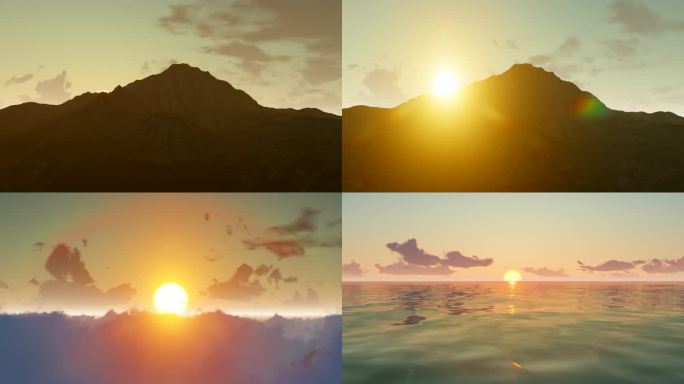 山顶云海海面日出合集