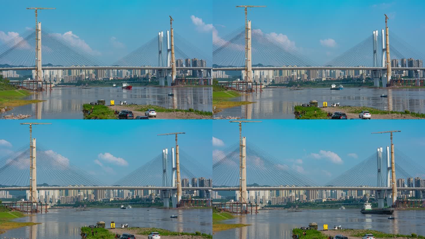 李家沱大桥建设延时摄影