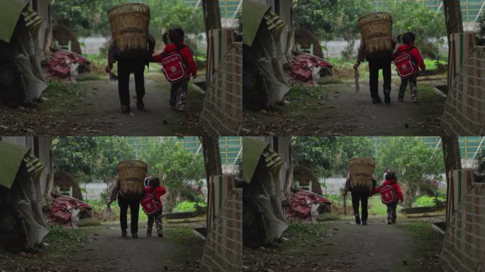 乡村留守儿童放学