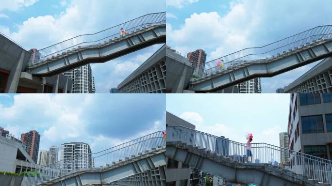 武汉空中小镇 天桥 儿童 气球 意像