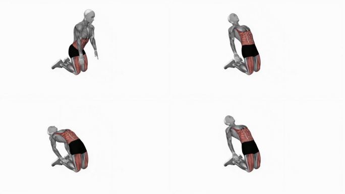 一个运动员在白色背景上训练腿部和胃部肌肉的3d渲染动画